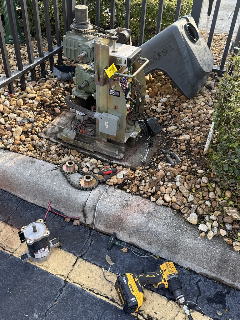 Gate operator repair work in progress